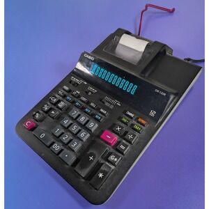 Casio DR-120R Desktop Printing Calculator 12 Digit Two Color Print Black Tested